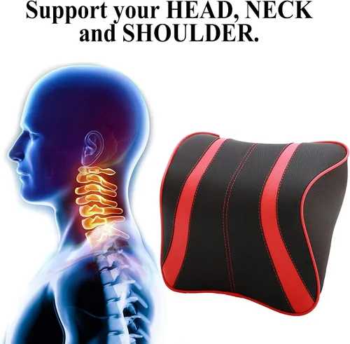 Vista 2 de Almohada de coche con asiento de espuma viscoelástica, soporte para cabeza y cuello, cojín para reposacabezas automático, silla de viaje
