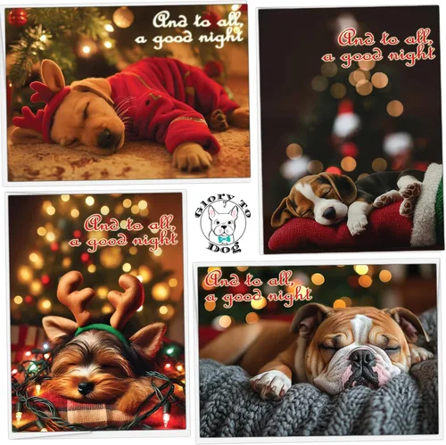 Vista 27 de Glory To Dog And To All A Good Night Sleepy Beagle Puppy - Juego de 12 tarjetas y sobres de Navidad