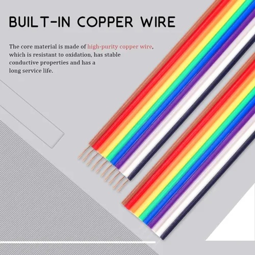 Vista 4 de Hilitchi IDC Rainbow Color Flat Ribbon Cable-10 cable (15 pies)