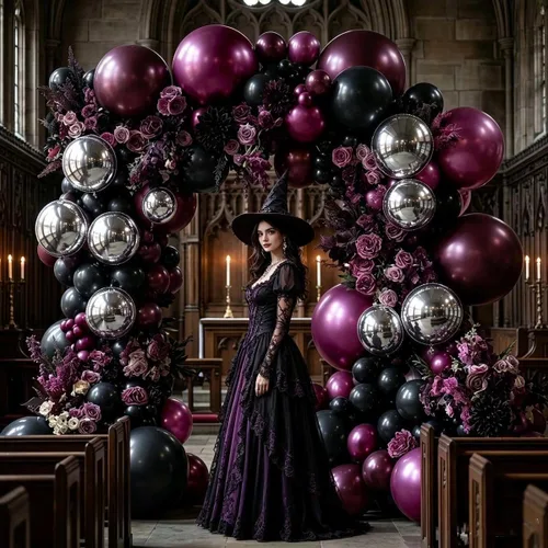 Vista 5 de Black Purple Balloon Arch Double Stuffed Purple Silver Foil Balloon Kit
