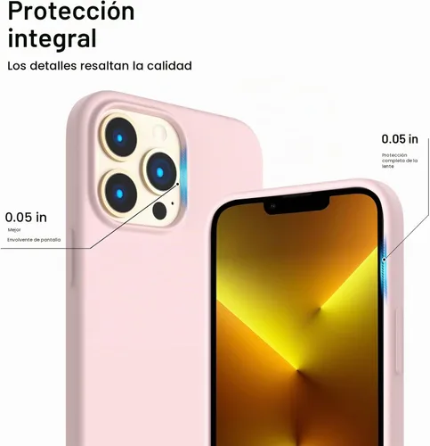 Vista 4 de ORNARTO Funda compatible con iPhone 13 Pro Max de 6.7 pulgadas, silicona líquida delgada de 3 capas cubierta completa de gel suave funda de 6.7 Tiza
