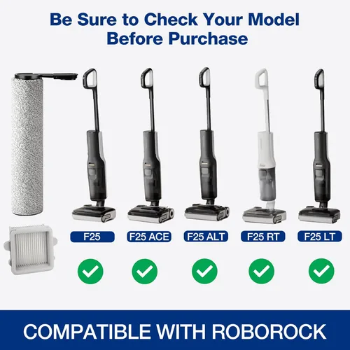 Vista 2 de Rodillos de cepillo F25 y filtro HEPA para aspiradora inalámbrica en seco y húmedo Roborock F25/F25 ACE/F25 ALT/F25 LT/F25 RT/F25 GT, 3 rodillos