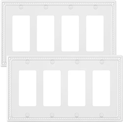 Vista 69 de Paquete de 2 cubiertas de placa de interruptor de luz de doble palanca, cubiertas decorativas de placa de doble interruptor Pearls, placa de pared
