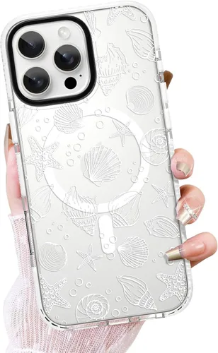 Vista 26 de OOK Funda magnética transparente para iPhone 17, lindo encaje floral negro Encaje Negro Floral
