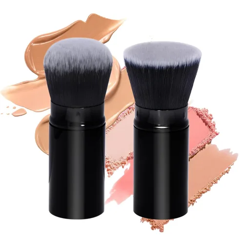 Vista 9 de UNIMEIX Brocha aplicadora de protector solar, brocha retráctil Kabuki Blush Brocha para base de maquillaje líquido, bronceador, crema o polvo (negro)