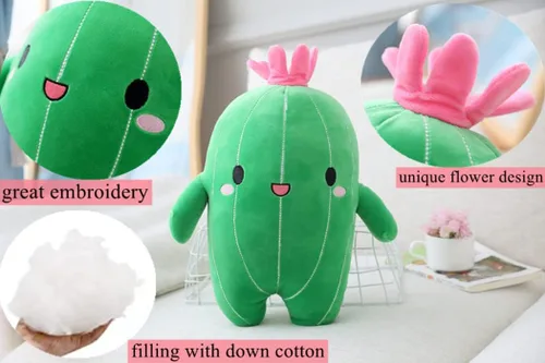 Vista 4 de NatureMan Juguete de peluche de cactus con cara sonriente, súper lindo, almohada de felpa suave de cactus, decoración creativa de plantas de cactus