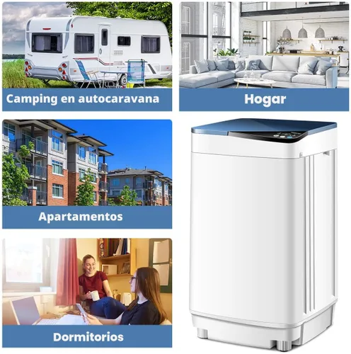Vista 4 de Giantex Lavadora Completamente Automática, Lavadora Portátil y Secadora Centrífuga, Capacidad de 7.7 libras, Lavadora Compacta para Ropa con Luz