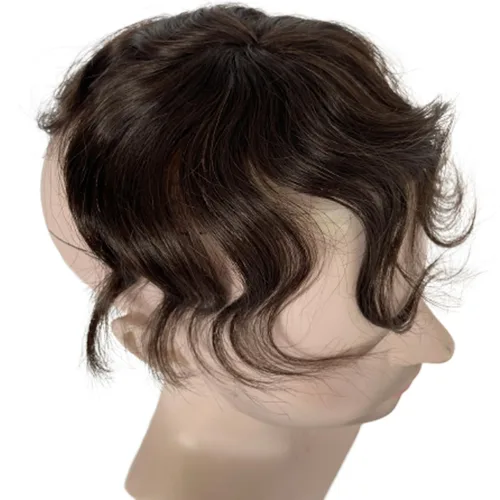 Vista 4 de Voloria Parche para el cabello calvo para hombres, 3.15 x 3.15 pulgadas, sistema de reemplazo de cobertura completa de piel de poliuretano
