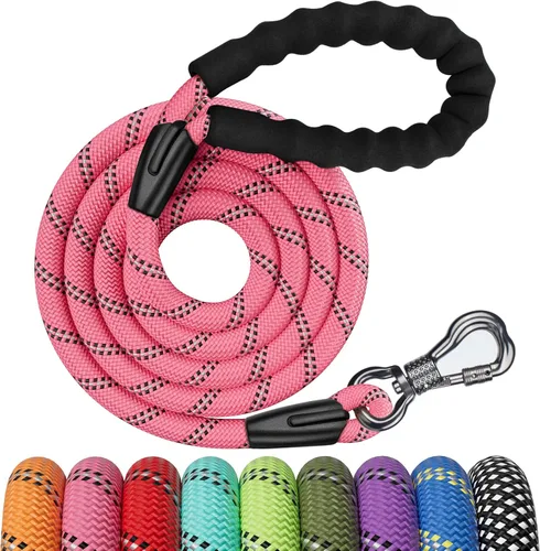 Vista 9 de NTR Correa de perro de 3 pies resistente, Correas de perro de cuerda verde con gancho giratorio y con candado y mango acolchado cómodo, Correa