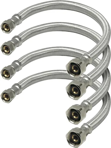 Vista 12 de EverFlow - Conector para grifo de 8 pulgadas, acero inoxidable, 27108-NL-2-G, tuercas de latón trenzadas, 1/2 pulgada IPS X 3/8 pulgada rosca