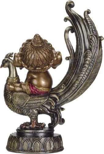 Vista 2 de Pacific Giftware Figura de resina hindú de elefante Dios Señor Ganesha en pavo real Señor del éxito
