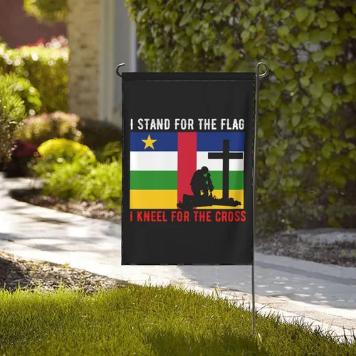 Vista 2 de I Stand For The Central African Republic Flag And I Kneel For The Cross Garden Flag 28"x40" Inch Double Sided Garden Flags Home Lawn Outdoor Decor