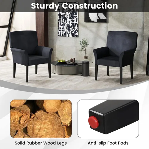 Vista 6 de POWERSTONE Silla de acento ejecutiva, silla de gamuza para invitados de oficina, moderna de mediados de siglo, sillón de recepción con patas de Negro