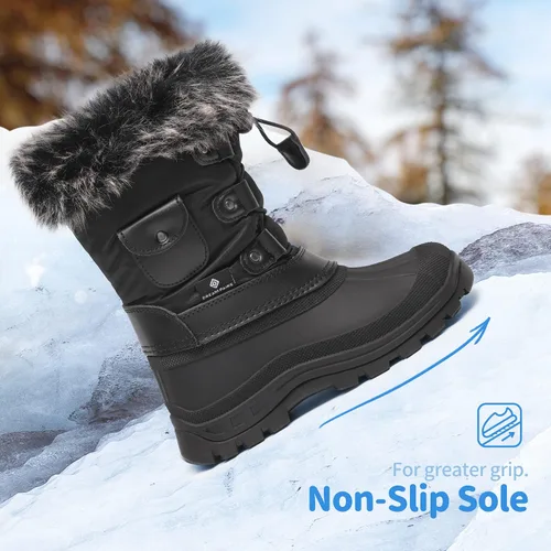 Vista 2 de DREAM PAIRS Botas de nieve, impermeables, con aislamiento, para niño y niña