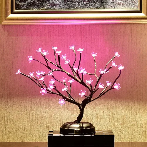 Vista 5 de Lámpara Lightshare con forma de bonsái de cerezo en flor con 36 luces LED, de 16 pulgadas, para decoración del hogar, a batería