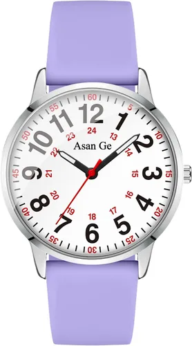 Vista 7 de Asan Ge Watches for Women, Fashion 3ATM Waterproof Minimalist Lightweight Easy-to-Read Analog Silicone Watch Suitable for Daily Work, Leisure
