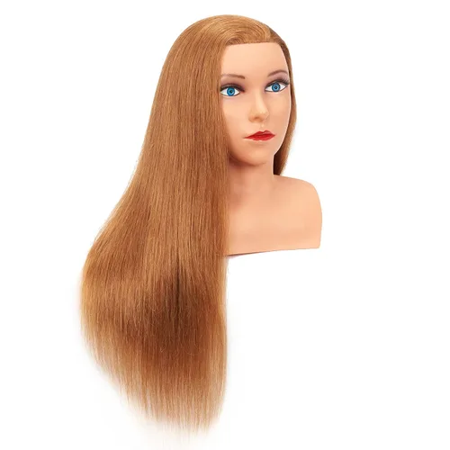 Vista 2 de Hairingrid Cabeza de maniquí 28"-30" 100% Cabello Humano para Peluquería y Cosmetología, Soporte de Abrazadera Incluido (R71619LB0624)