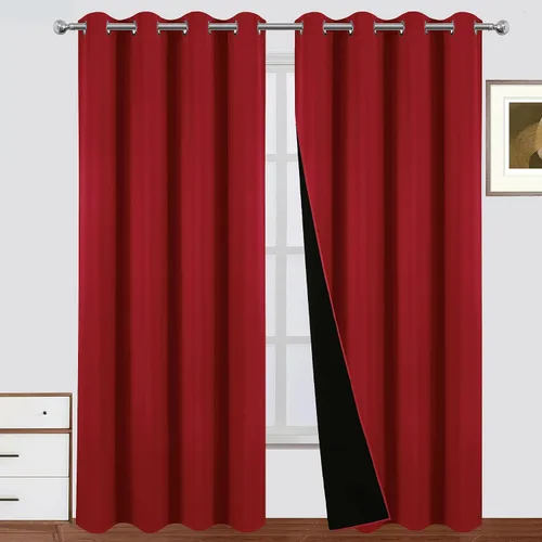 Vista 21 de LEMOMO Cortinas 100% opacas de 38 x 54 pulgadas, 2 paneles de oscurecimiento con aislamiento térmico para dormitorio