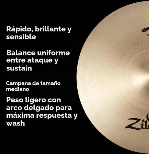 Vista 5 de Zildjian A0223 16" Un Platillo Delgado Crash