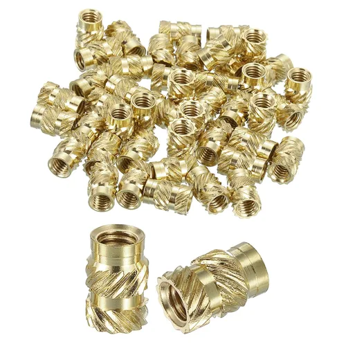Vista 34 de uxcell Tuercas de inserción moleteadas, 100 piezas M1 x 1.5mm L x 2mm DE 3D Impresión de latón Tuercas de inserción roscadas hembras Insertos