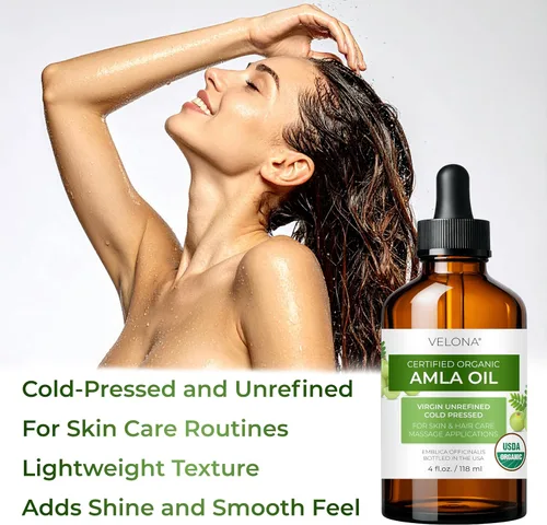 Vista 5 de velona Amla Oil USDA Certified Organic - 4 onzas líquidas Aceite portador 100% puro y natural Virgen extra, sin refinar, prensado en frío