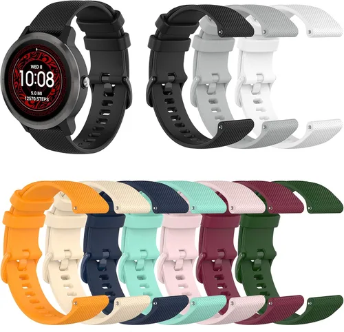 Vista 6 de Correa deportiva de repuesto de silicona compatible con Garmin Venu Sq 2 Music/Venu 2 Plus/Venu Sq Music, Vivomove 6 5 3 Music, Vivomove Luxe, Negro