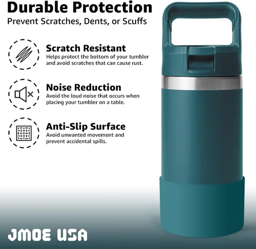 Vista 2 de Jmoe USA Bota de silicona para botella Yeti Rambler Jr de 12 y 18 onzas, funda de 0.079 in, funda antideslizante, protector para la parte inferior