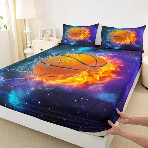 Vista 11 de Homewish Axolotl - Sábana bajera ajustable Kawaii para niños, tamaño individual, juego de ropa de cama de teñido anudado con pintura de acuarela