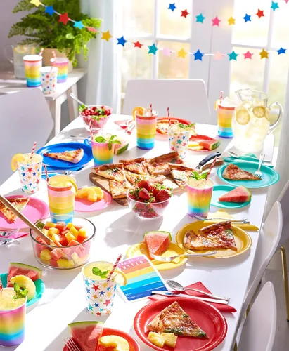 Vista 3 de American Greetings Suministros para fiestas de arcoíris, tazas de 22 onzas (8 unidades)
