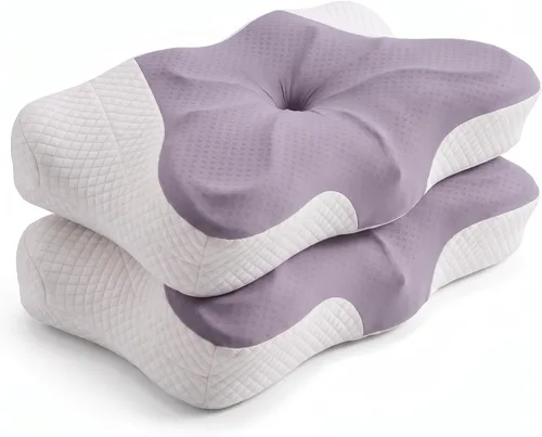 Vista 9 de Almohada cervical ergonómica para el cuello, almohada de espuma viscoelástica para aliviar el dolor, almohadas ortopédicas de cama con soporte