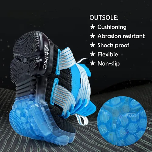 Vista 6 de JMFCHI FASHION - Zapatos de baloncesto para niños, tenis de alta calidad para deportes al aire libre, Zapatos antideslizantes para niños pequeños