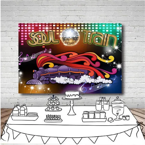 Vista 4 de Fondos de fotografía con temática de fiesta de baile de discoteca de los años 70 y 80, fondo de fotos de neón brillante de los años 70, accesorios