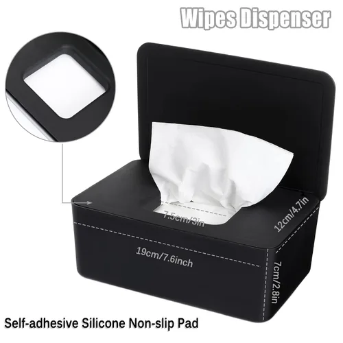 Vista 2 de NOVWANG Dispensador de toallitas, soporte para toallitas para bebés, mantiene las toallitas frescas, contenedor de toallitas recargables para Negro