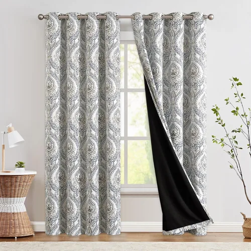 Vista 23 de jinchan Cortinas de lino texturizadas para oscurecer la sala de estar, 54 pulgadas de largo, cortinas de medallón para dormitorio, tratamientos