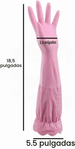 Vista 5 de RARITYUS Guantes de limpieza de cocina para el hogar, guantes de puño largo antideslizantes con forro de algodón impermeable A rosa