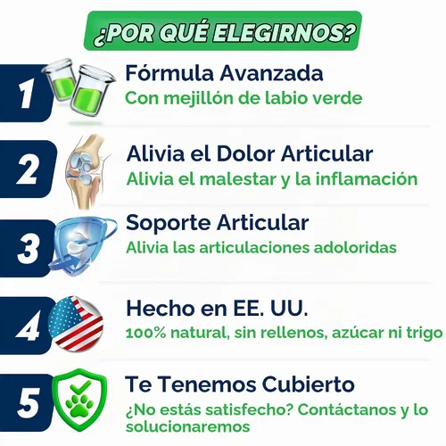 Vista 7 de Glucosamina avanzada para perros, colágeno y mejillón de labios verdes