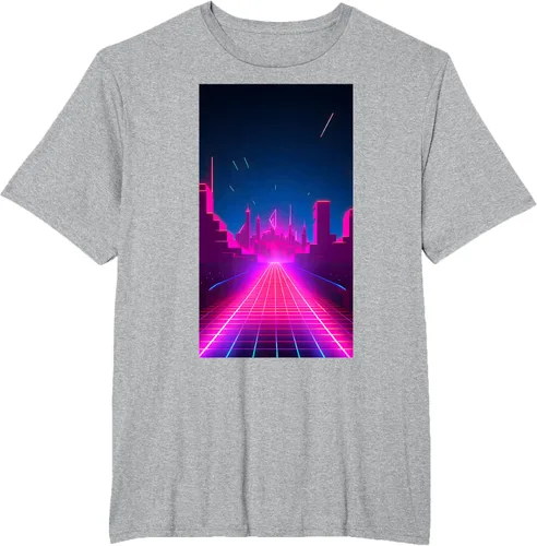 Vista 30 de Camiseta Retrowave Street 80s Vaporwave Synthwave, Negro -, Pequeña