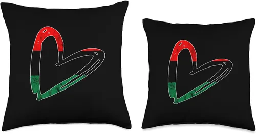 Vista 3 de Pan African Pride Black History Pan African UNIA Flag Heart Afro-American Black History Throw Pillow, 16x16, Multicolor