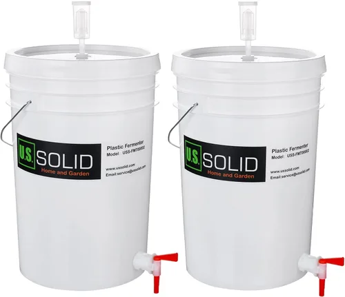 Vista 9 de U.S. Solid Fermentador de plástico – Cubo de fermentación de grado alimenticio de 5 galones fermentador de elaboración casera con espita y esclusa