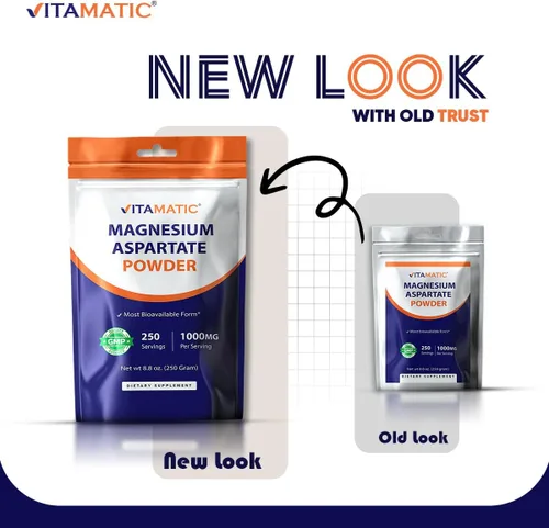 Vista 8 de Vitamatic Aspartato de magnesio 1000 mg por porción apoya la salud muscular, articular y cardíaca, 8.82 oz - 250 porciones