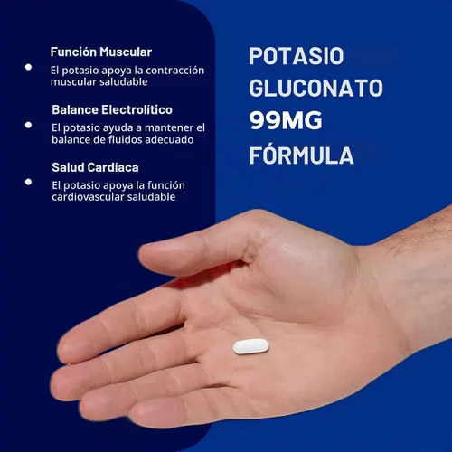 Vista 4 de GNC Gluconato de potasio 99 mg, 100 tabletas, apoya la función muscular Mineral esencial que ayuda a regular el equilibrio hídrico y apoya