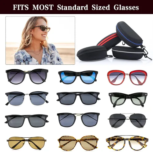 Vista 6 de Yunsailing 24 Pack Hard Shell Sunglasses Case Zipper Eyeglasses Case Glasses Storage Unisex Protective Travel Sunglass Organizer with Portable Clip