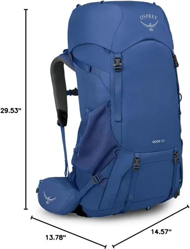 Vista 12 de Osprey Rook 50L Mochila de mochilero para hombre, Astology Azul/Blue Flame