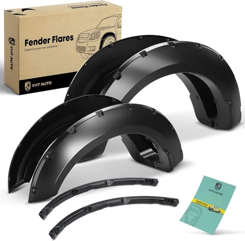 Vista 12 de YHTAUTO Guardabarros estilo bolsillo con kit de herrajes compatible con Ford F-250 F-350 Super Duty 2008-2010, protectores de rueda lisos negros