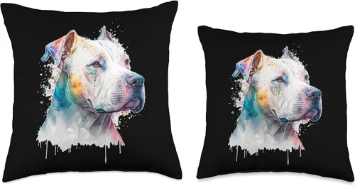 Vista 3 de Dogo argentino gift for dog mom women Cojín colorido de acuarela Splash Art Dogo Argentino, 16 x 16 pulgadas, multicolor