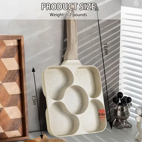 Vista 8 de JUSTUP Sartén antiadherente para tortilla de 5 tazas, sartén saludable de granito de aluminio para panqueques, sartén con mango resistente al calor