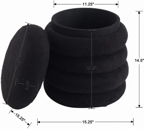 Vista 2 de Kmax Puf otomano moderno tapizado de piel sintética para sala de estar, dormitorio, mesa de café, color negro