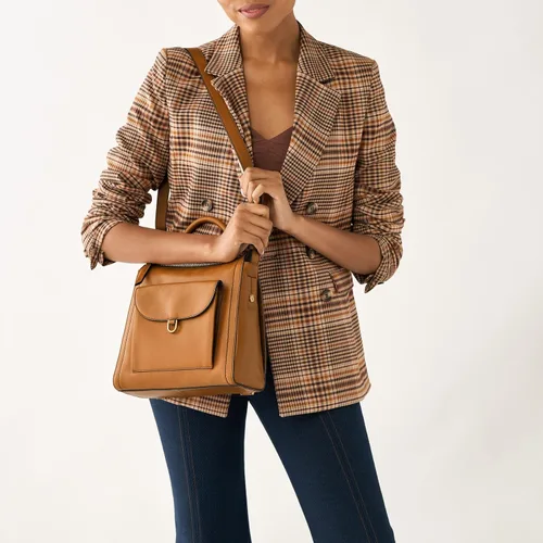 Vista 6 de Fossil Parker - Mini mochila de cuero para mujer, Camello