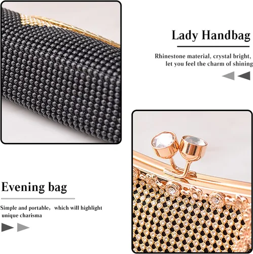 Vista 5 de Bolso de mano de noche para mujer, bolso de cristal con diamantes de imitación