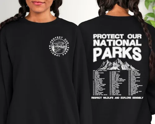 Vista 3 de Sudadera de Parques Nacionales - Protege Nuestros Parques Nacionales Montañas Senderismo Suéter de 2 Caras